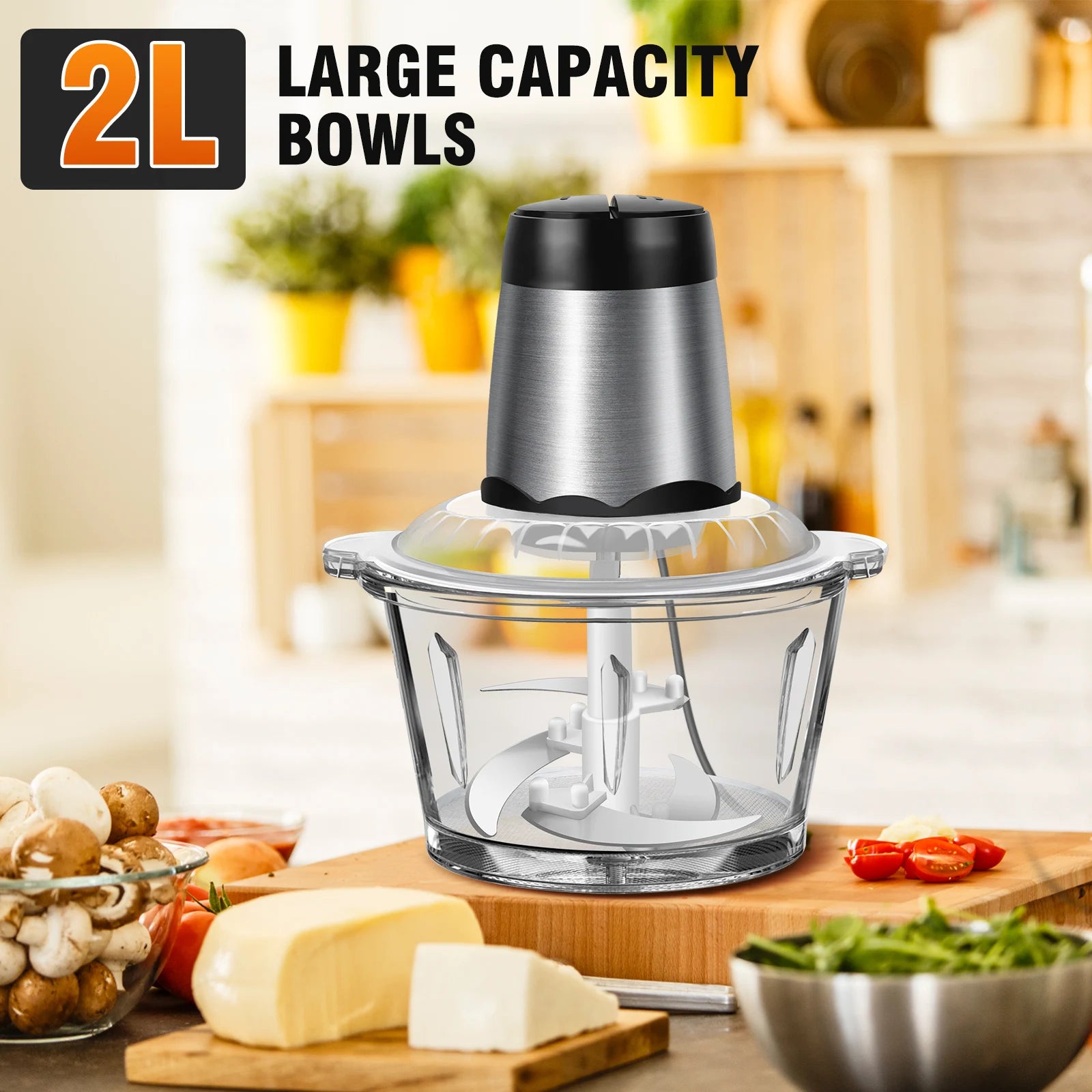 DayPlus 1000W Electric Meat Grinders Fully automatic Food Crusher Stainless Steel Multifunctional Vegetable Chopper Kitchen Tool