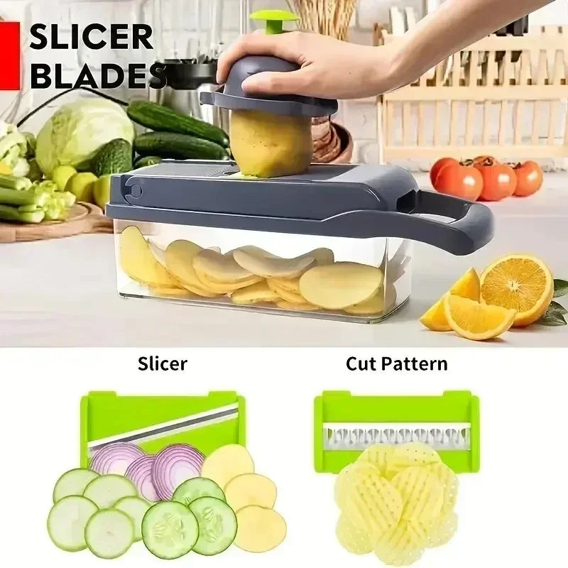 16 in 1 Multifunctional Kitchen Vegetable Slicer,Egg Liquid Separator,for Cutting Vegetables, Shredded Potatoes,dice,and Slicing