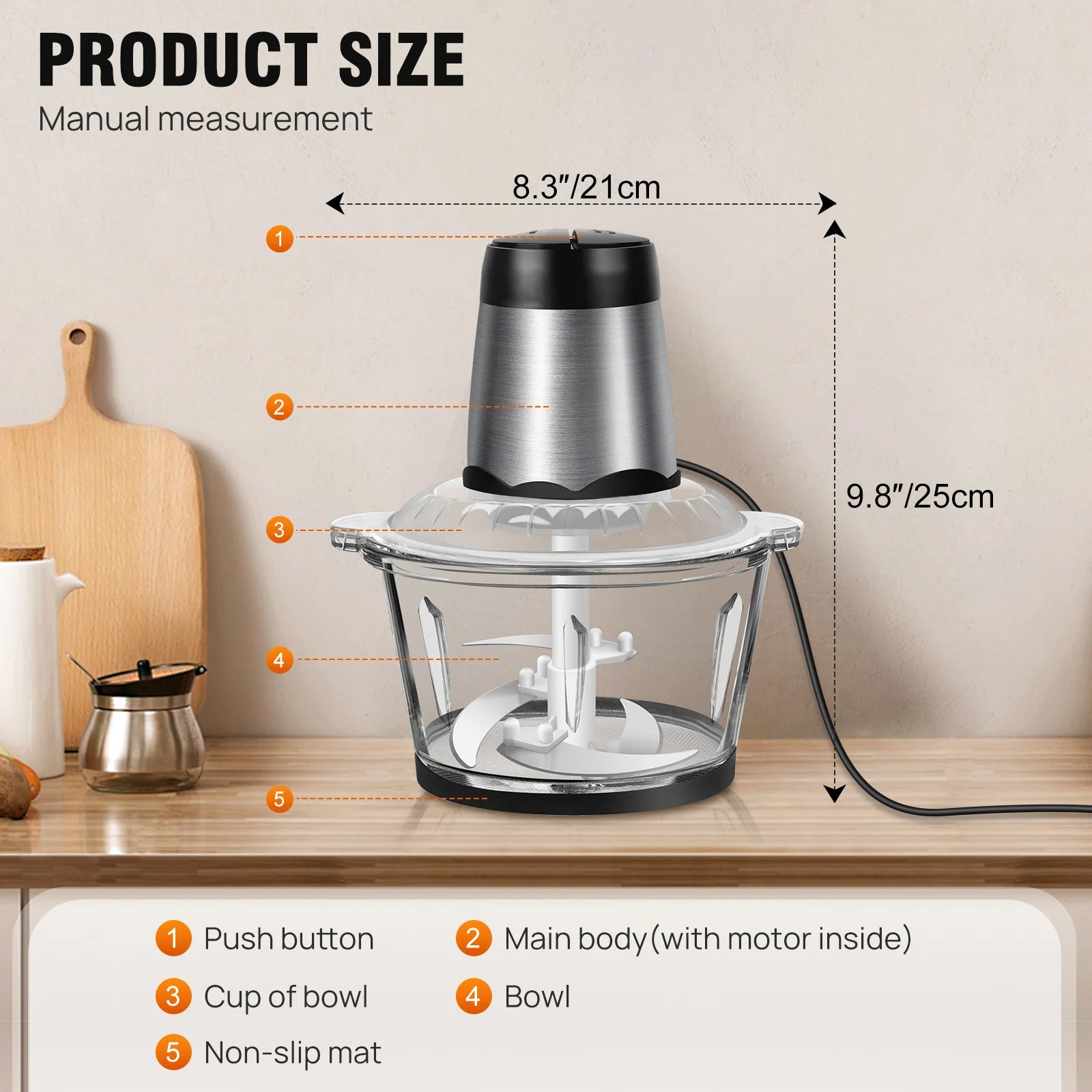 DayPlus 1000W Electric Meat Grinders Fully automatic Food Crusher Stainless Steel Multifunctional Vegetable Chopper Kitchen Tool