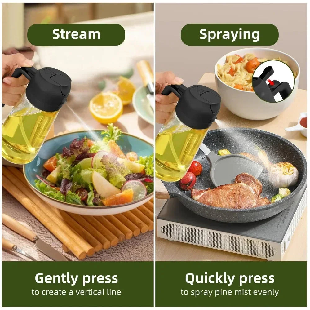 2IN1 Replacement for Oil Take Dispenser Mister Plastics Bottle with 2pcs Brush Spray Pour Cooking Spritzer BBQ Oil Spray Bottle