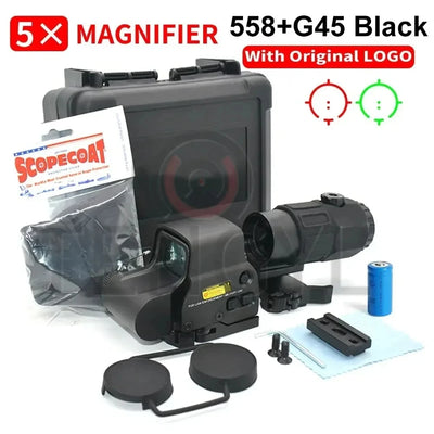 Holographic Collimator 558 Red Dot Sight G43/G33/G45 3X 5X Magnifier Airsoft Hunting Gear w/ 20mm Rail Mounts & QD Lever