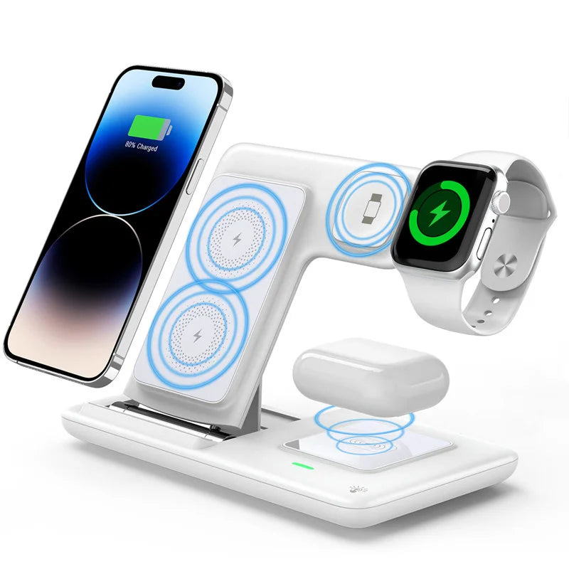 100W 3 in 1 Night Light Wireless Charger Stand For iPhone 17 16 15 14 13 12 Apple Watch Airpods Foldable Fast Charging Station