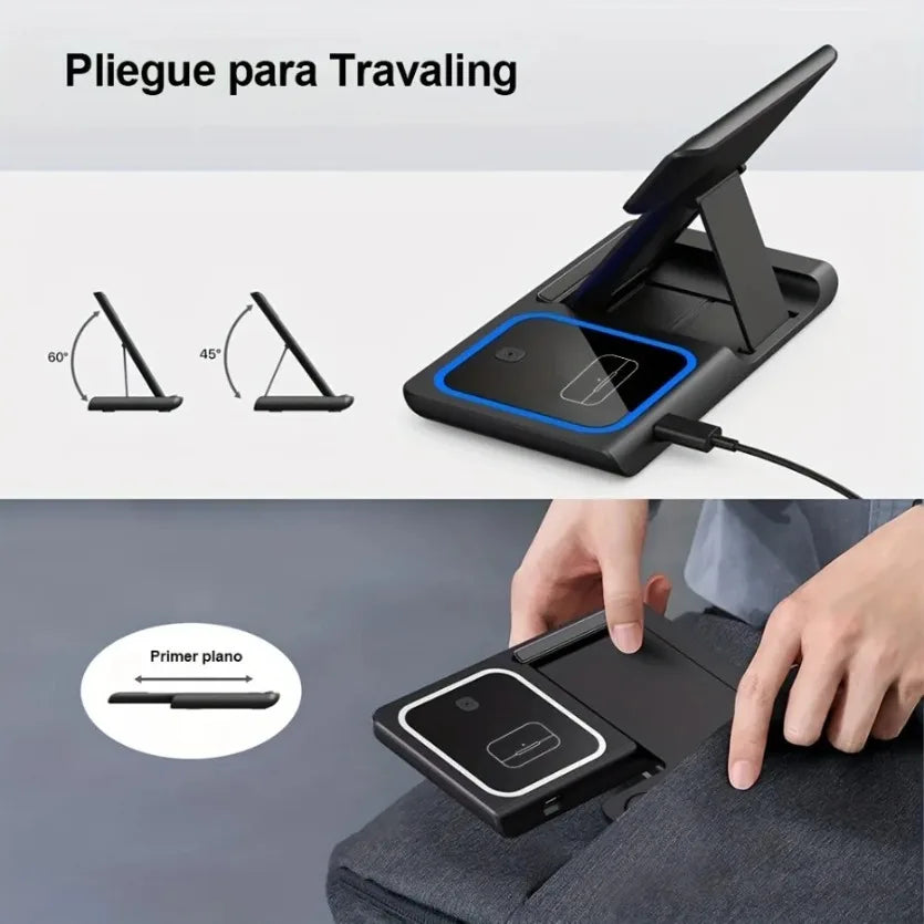 100W 3 in 1 Night Light Wireless Charger Stand For iPhone 17 16 15 14 13 12 Apple Watch Airpods Foldable Fast Charging Station