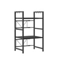 Extendable Microwave Rack, 3 Tier Microwave Rack with 6 Hooks, Microwave Rack, Kitchen Countertop Organiser