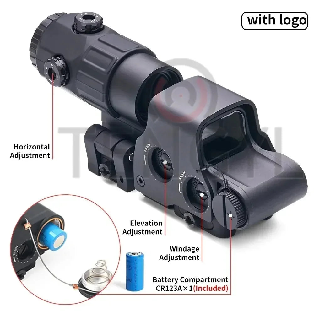 Holographic Collimator 558 Red Dot Sight G43/G33/G45 3X 5X Magnifier Airsoft Hunting Gear w/ 20mm Rail Mounts & QD Lever