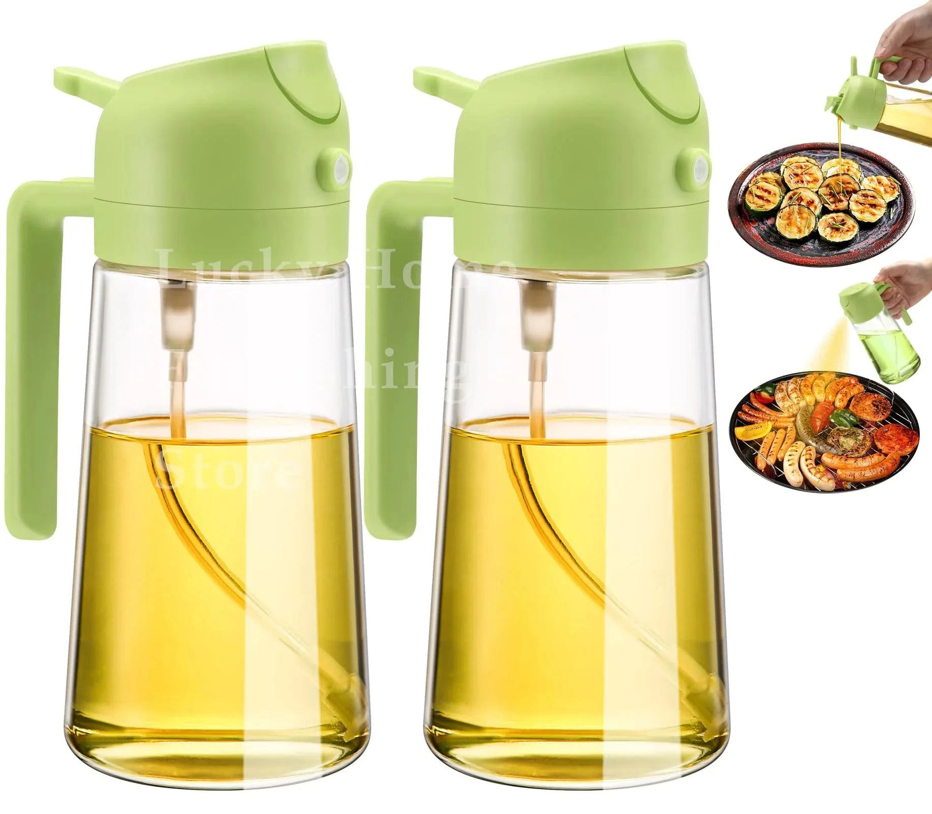 2IN1 Replacement for Oil Take Dispenser Mister Plastics Bottle with 2pcs Brush Spray Pour Cooking Spritzer BBQ Oil Spray Bottle