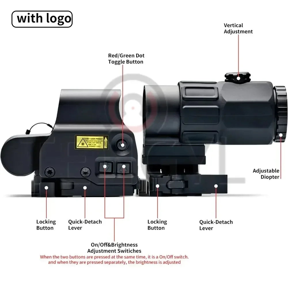 Holographic Collimator 558 Red Dot Sight G43/G33/G45 3X 5X Magnifier Airsoft Hunting Gear w/ 20mm Rail Mounts & QD Lever